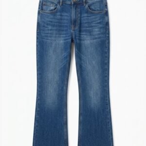 Retro Flare High-Rise Bootcut Jeans – Classic Mid-Blue Wash