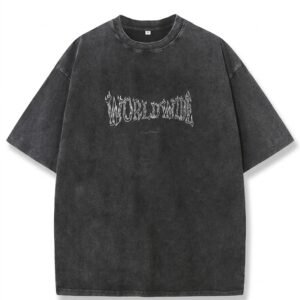 Worldwide Cargo Oversized Heavyweight T-Shirt – Vintage Black Acid Wash