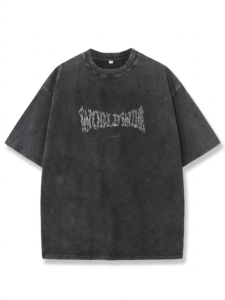 Worldwide Cargo Oversized Heavyweight T-Shirt – Vintage Black Acid Wash