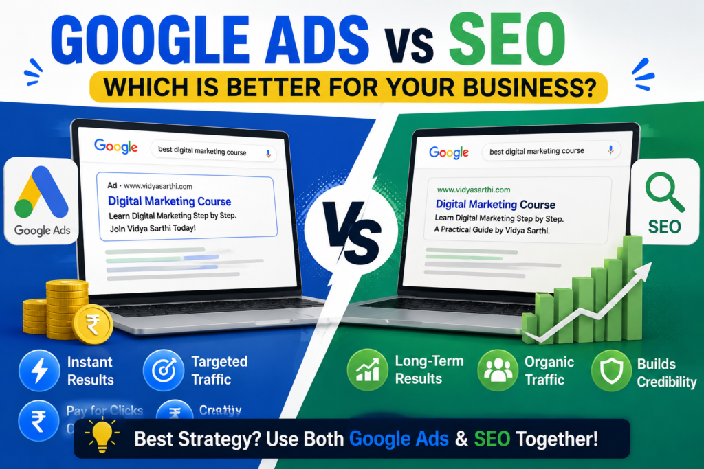 Google Ads vs SEO comparison for businesses